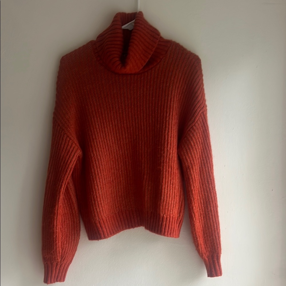 Cozy Red/Orange Turtleneck Sweater